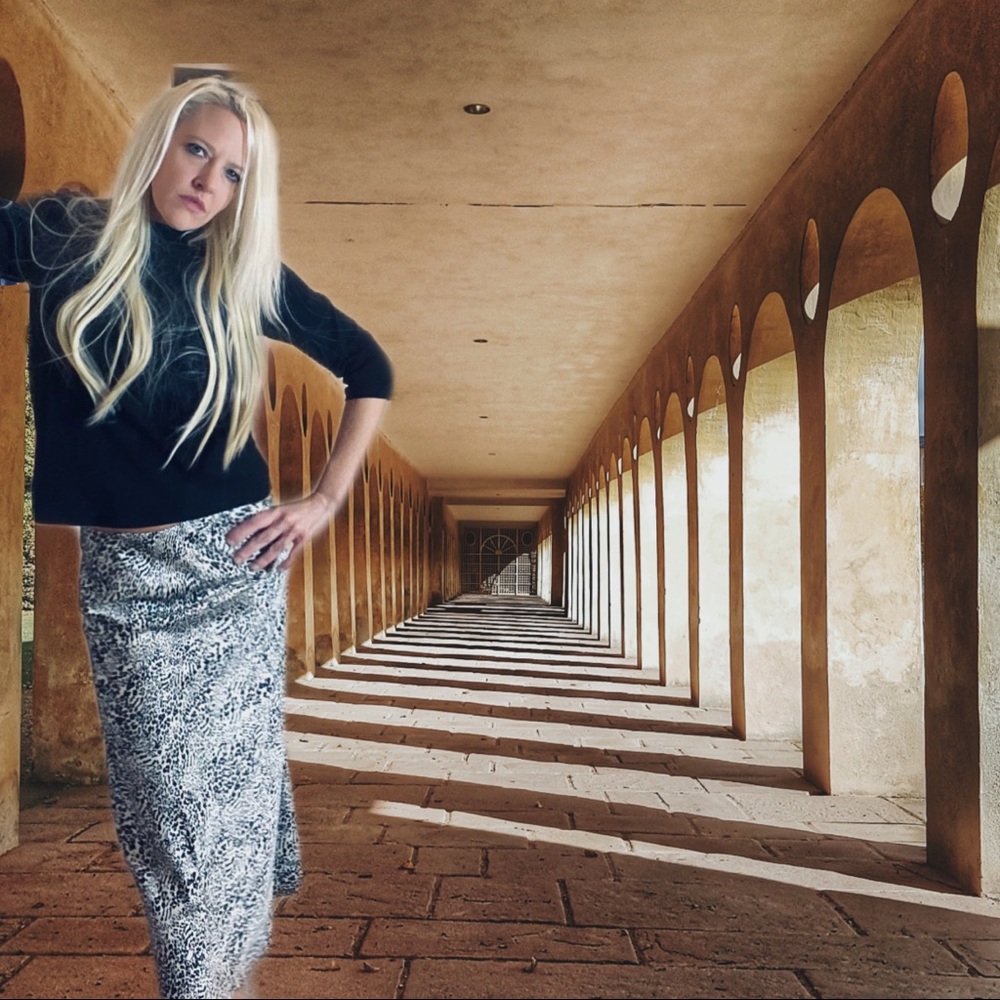 Silk Blk/Wht animal print skirt by ReneeC.